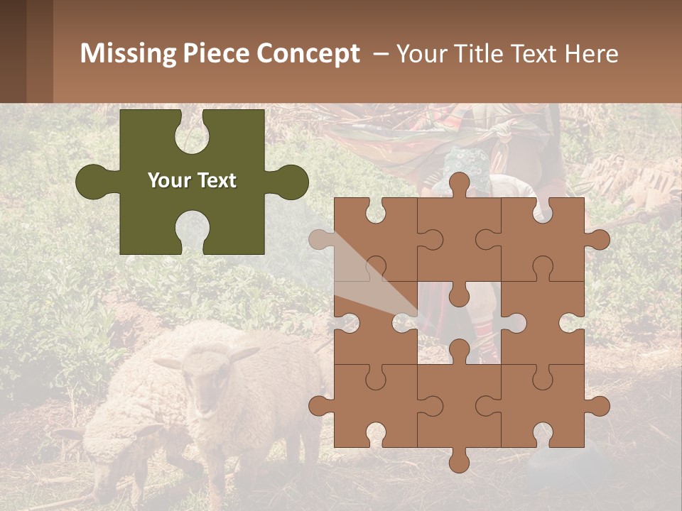 A Woman With A Child And A Sheep In A Field PowerPoint Template