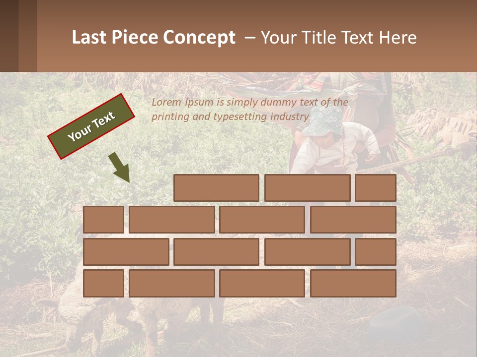 A Woman With A Child And A Sheep In A Field PowerPoint Template