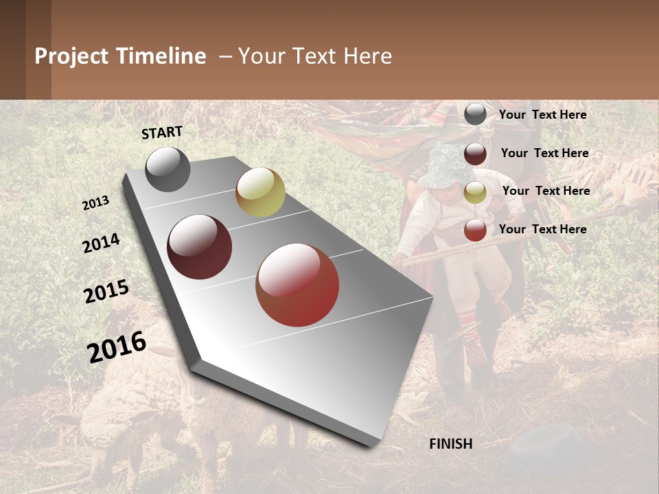 A Woman With A Child And A Sheep In A Field PowerPoint Template