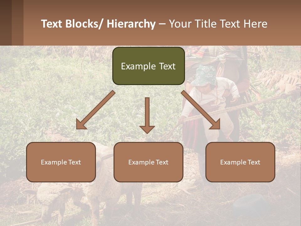 A Woman With A Child And A Sheep In A Field PowerPoint Template