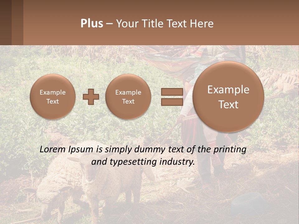 A Woman With A Child And A Sheep In A Field PowerPoint Template