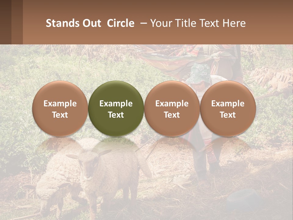 A Woman With A Child And A Sheep In A Field PowerPoint Template