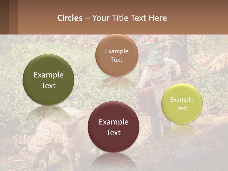 A Woman With A Child And A Sheep In A Field PowerPoint Template