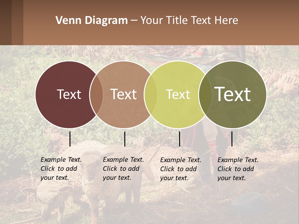 A Woman With A Child And A Sheep In A Field PowerPoint Template