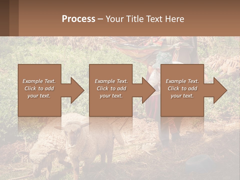 A Woman With A Child And A Sheep In A Field PowerPoint Template