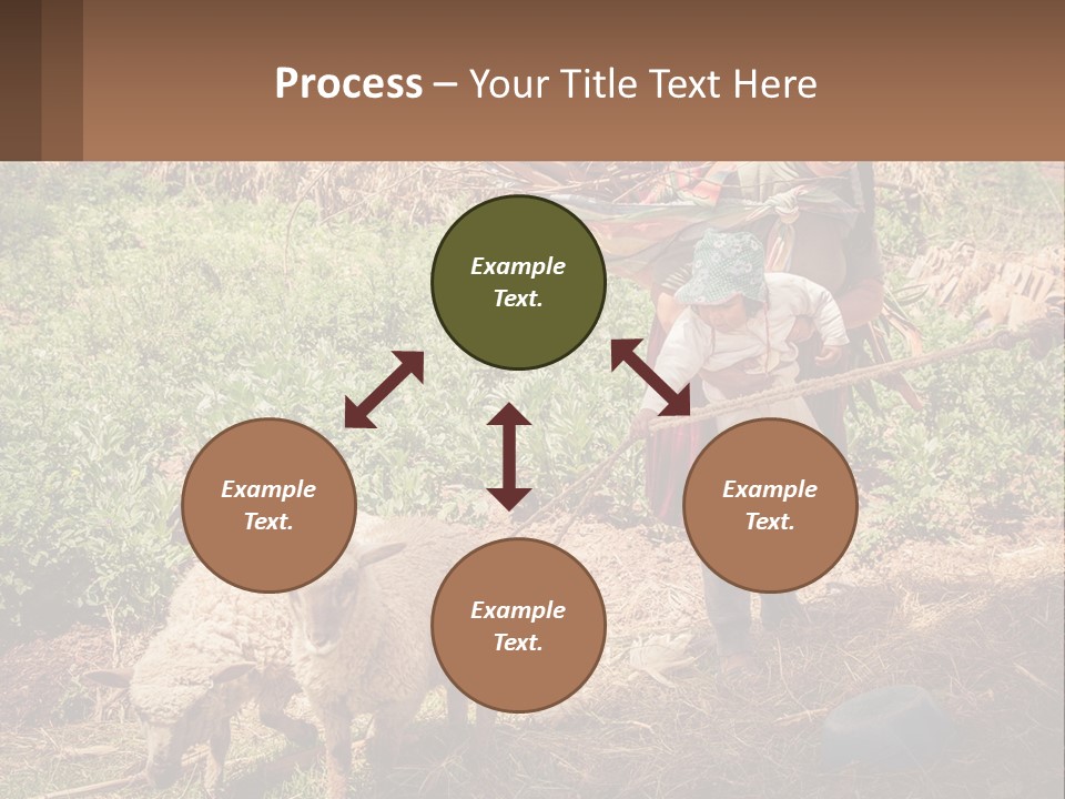 A Woman With A Child And A Sheep In A Field PowerPoint Template