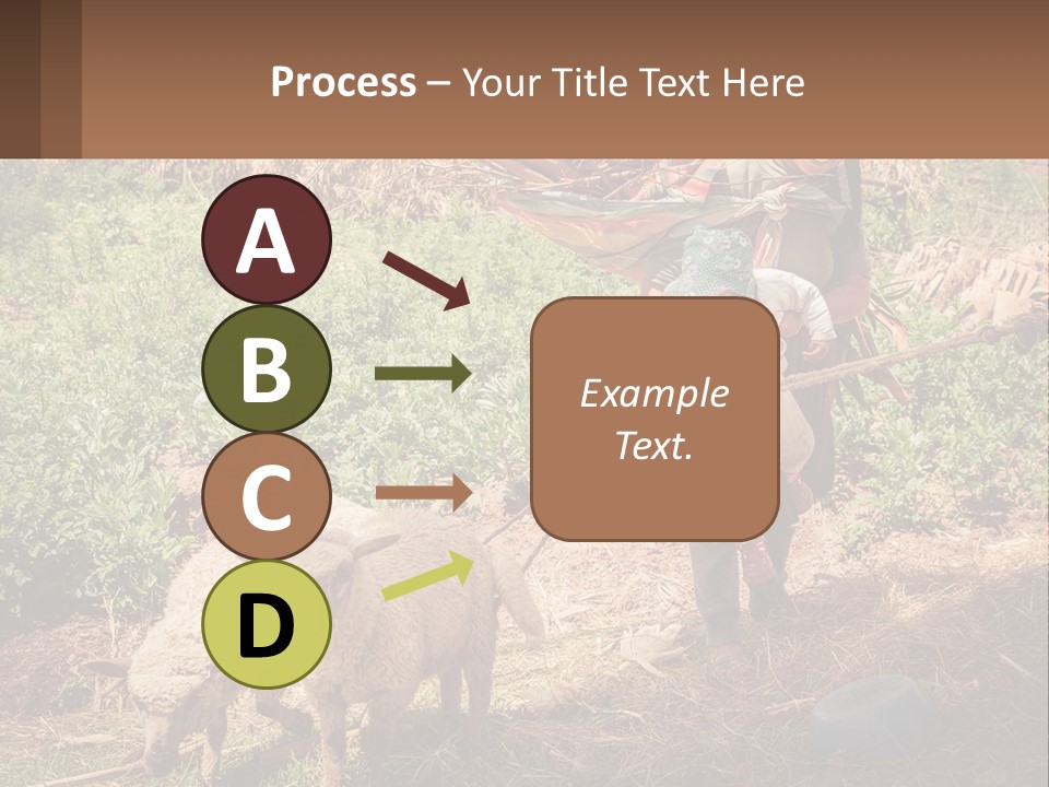 A Woman With A Child And A Sheep In A Field PowerPoint Template