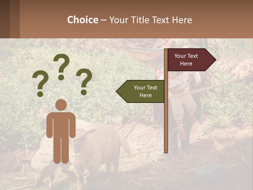 A Woman With A Child And A Sheep In A Field PowerPoint Template