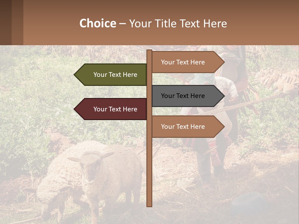 A Woman With A Child And A Sheep In A Field PowerPoint Template