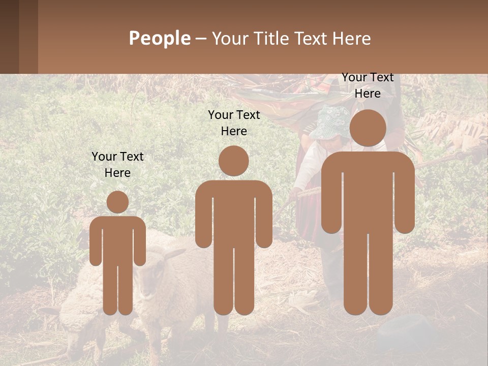 A Woman With A Child And A Sheep In A Field PowerPoint Template
