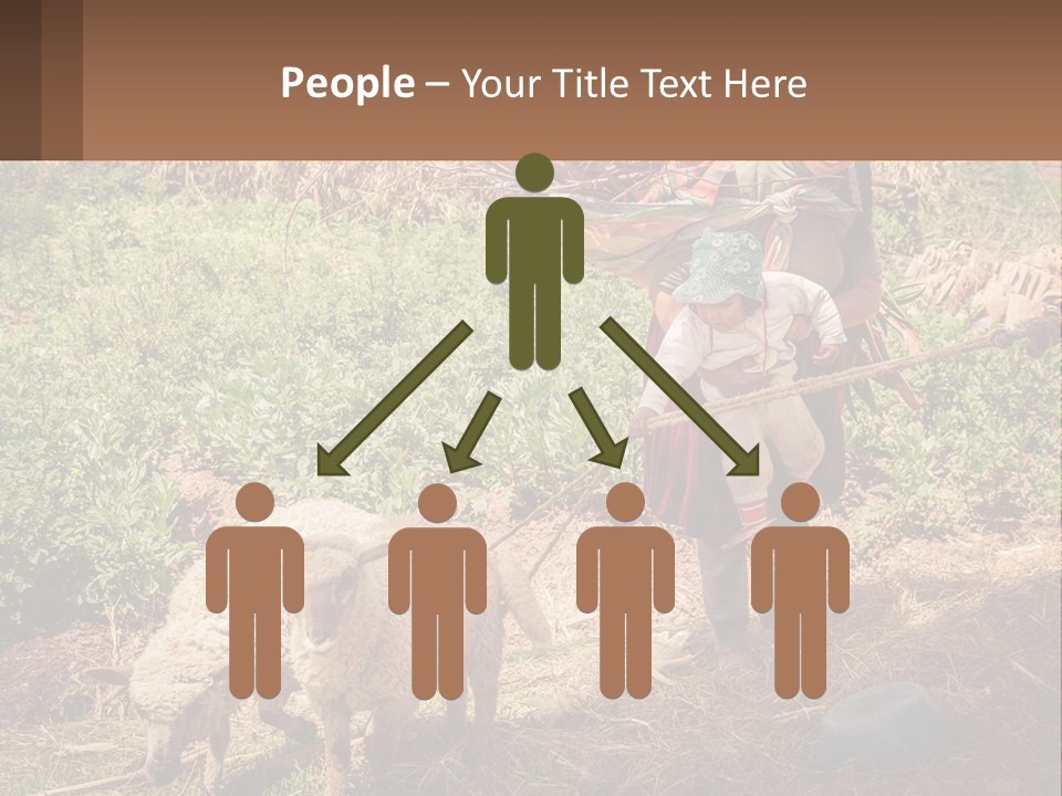 A Woman With A Child And A Sheep In A Field PowerPoint Template