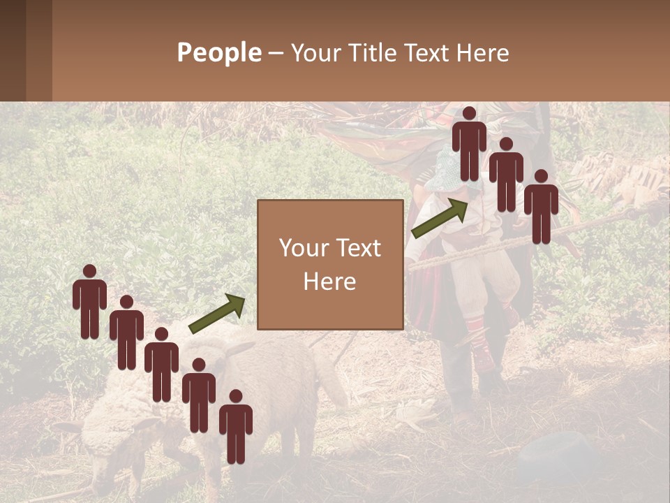 A Woman With A Child And A Sheep In A Field PowerPoint Template