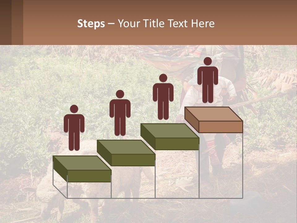 A Woman With A Child And A Sheep In A Field PowerPoint Template