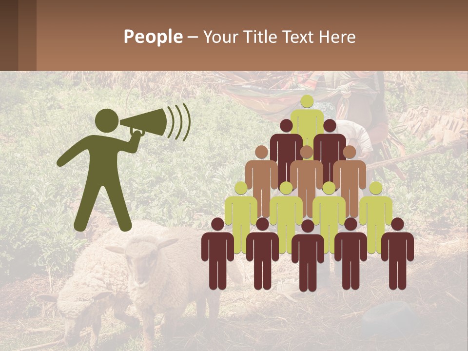 A Woman With A Child And A Sheep In A Field PowerPoint Template