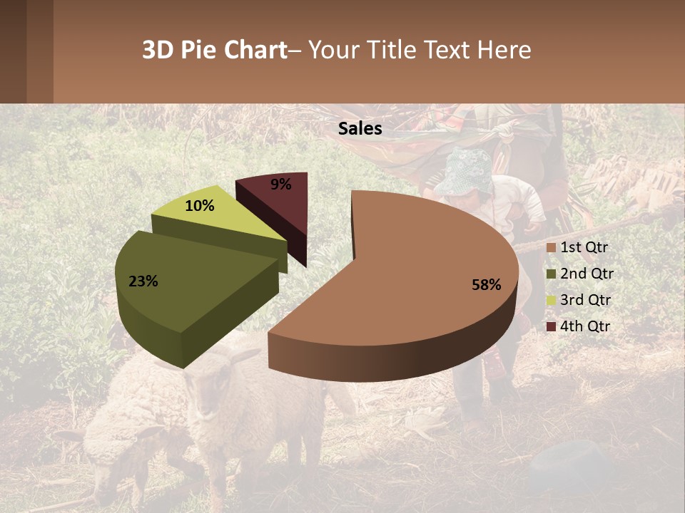 A Woman With A Child And A Sheep In A Field PowerPoint Template