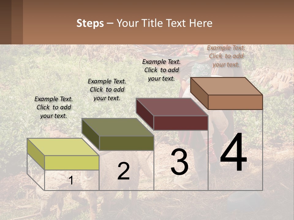 A Woman With A Child And A Sheep In A Field PowerPoint Template