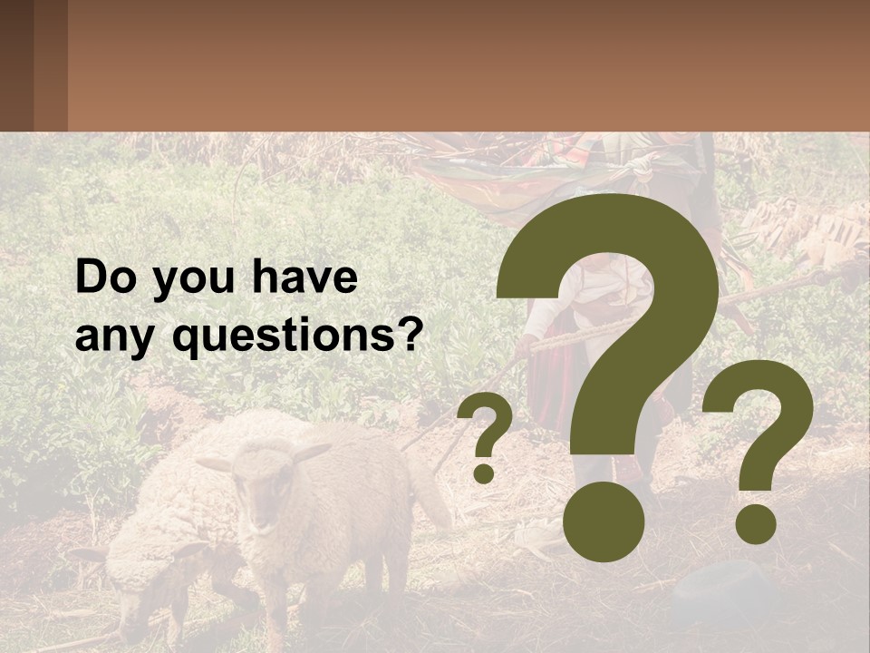 A Woman With A Child And A Sheep In A Field PowerPoint Template