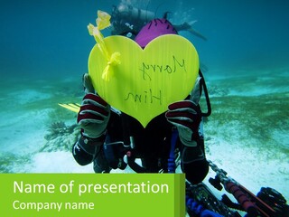 A Person Holding A Heart Shaped Balloon In The Water PowerPoint Template