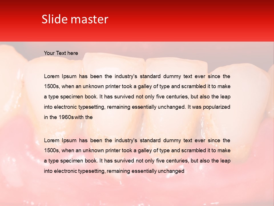 A Close Up Of A Tooth With A Red Background PowerPoint Template