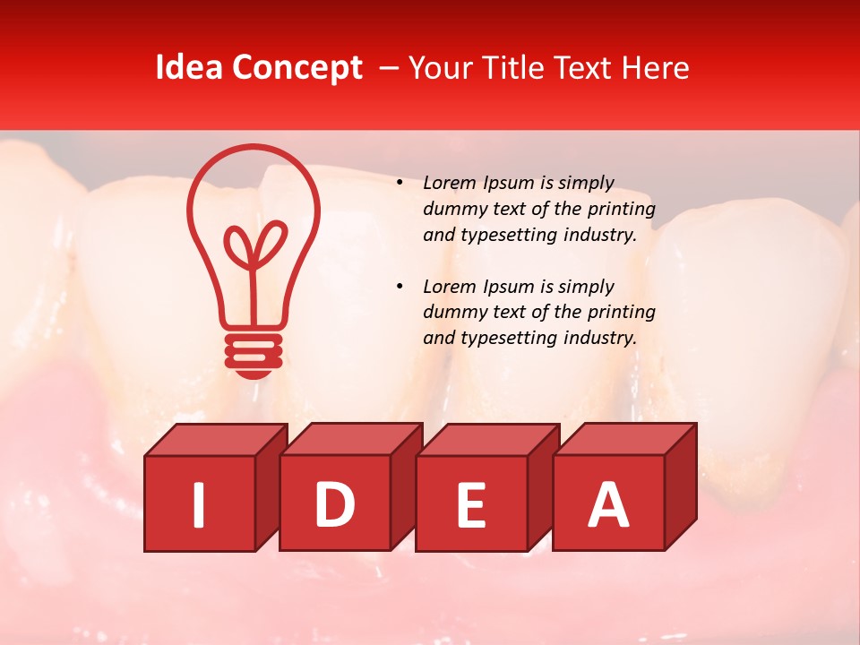 A Close Up Of A Tooth With A Red Background PowerPoint Template