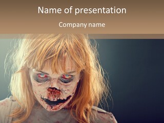 A Woman With Makeup And Blood On Her Face PowerPoint Template