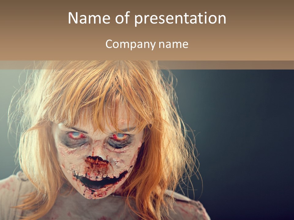 A Woman With Makeup And Blood On Her Face PowerPoint Template