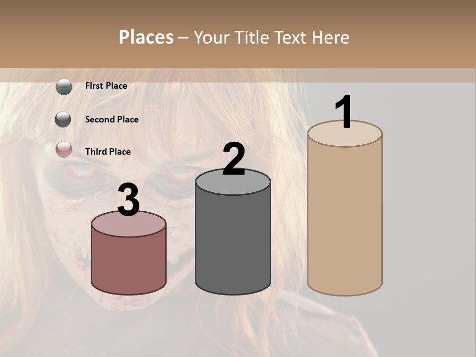 A Woman With Makeup And Blood On Her Face PowerPoint Template