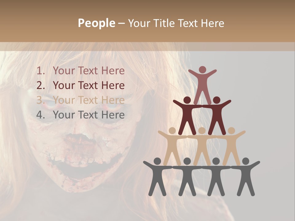 A Woman With Makeup And Blood On Her Face PowerPoint Template
