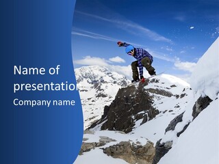 A Person On A Snowboard Jumping Over A Snowy Mountain PowerPoint Template