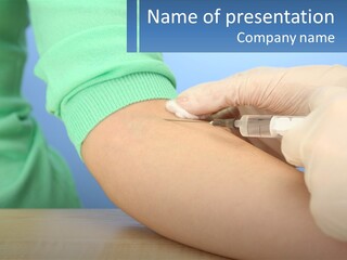 A Person In A Green Shirt Is Holding A Sys PowerPoint Template
