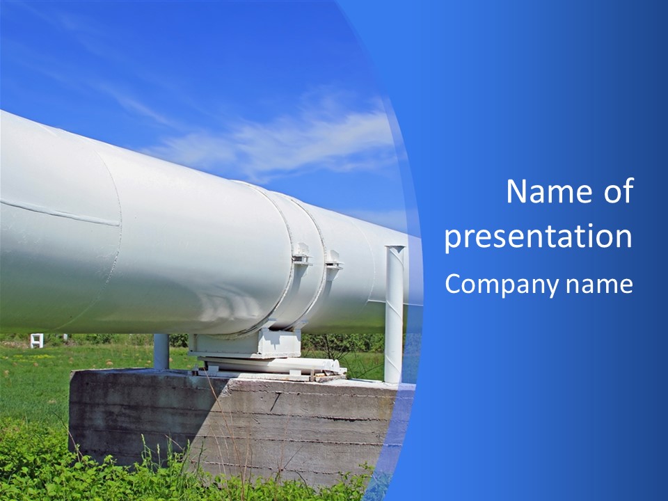 A Large White Pipe Sitting In The Middle Of A Field PowerPoint Template
