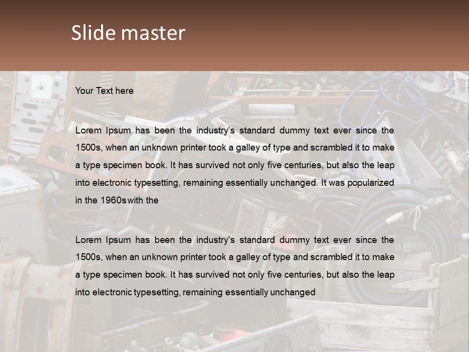 A Pile Of Old Electrical Equipment In A Yard PowerPoint Template