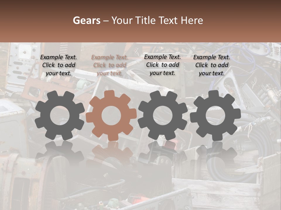 A Pile Of Old Electrical Equipment In A Yard PowerPoint Template