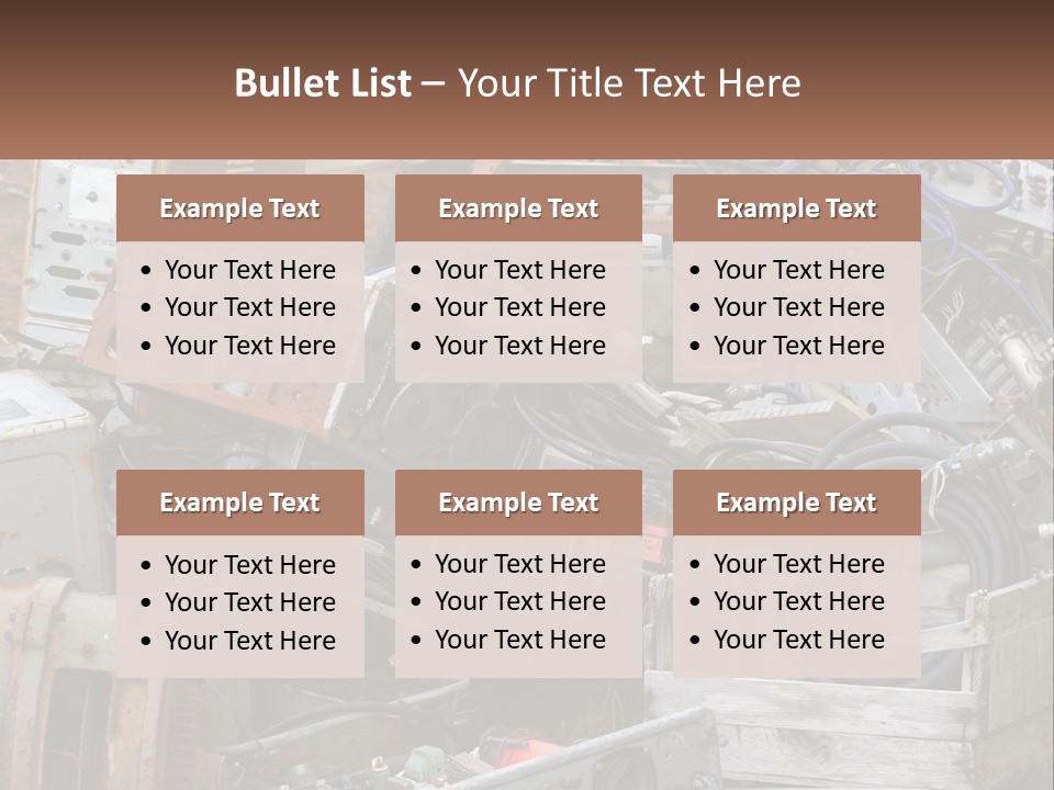 A Pile Of Old Electrical Equipment In A Yard PowerPoint Template