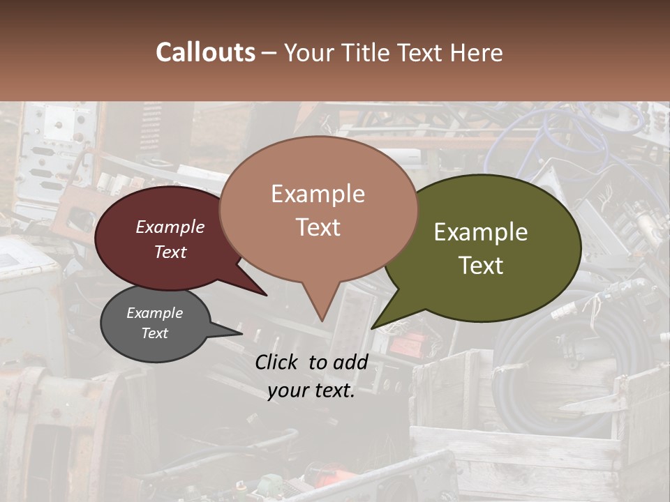 A Pile Of Old Electrical Equipment In A Yard PowerPoint Template