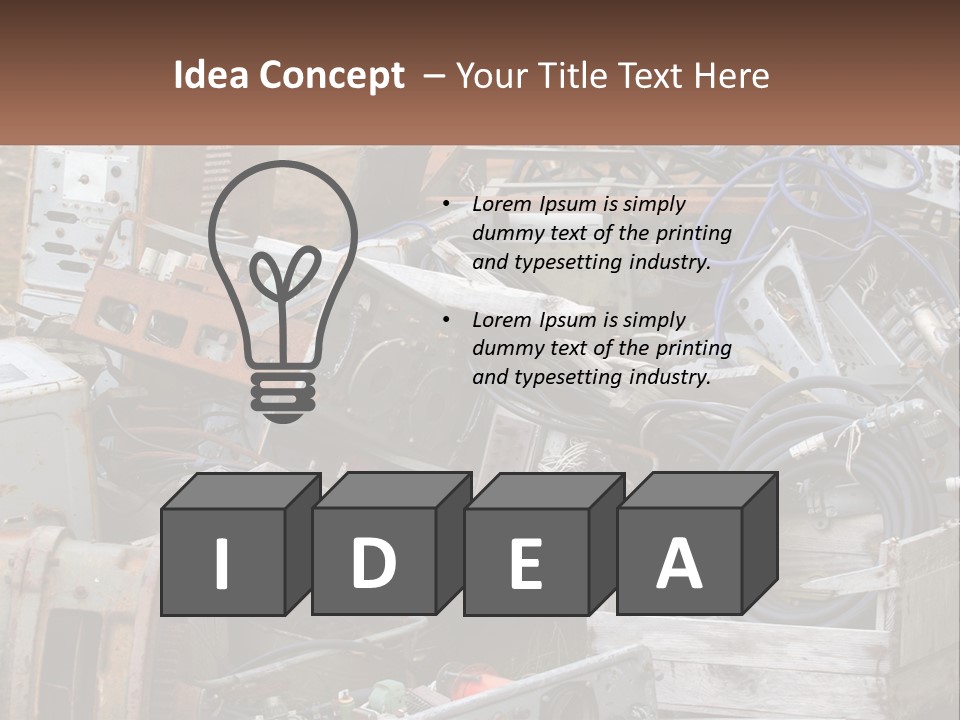 A Pile Of Old Electrical Equipment In A Yard PowerPoint Template