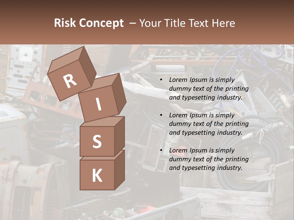A Pile Of Old Electrical Equipment In A Yard PowerPoint Template
