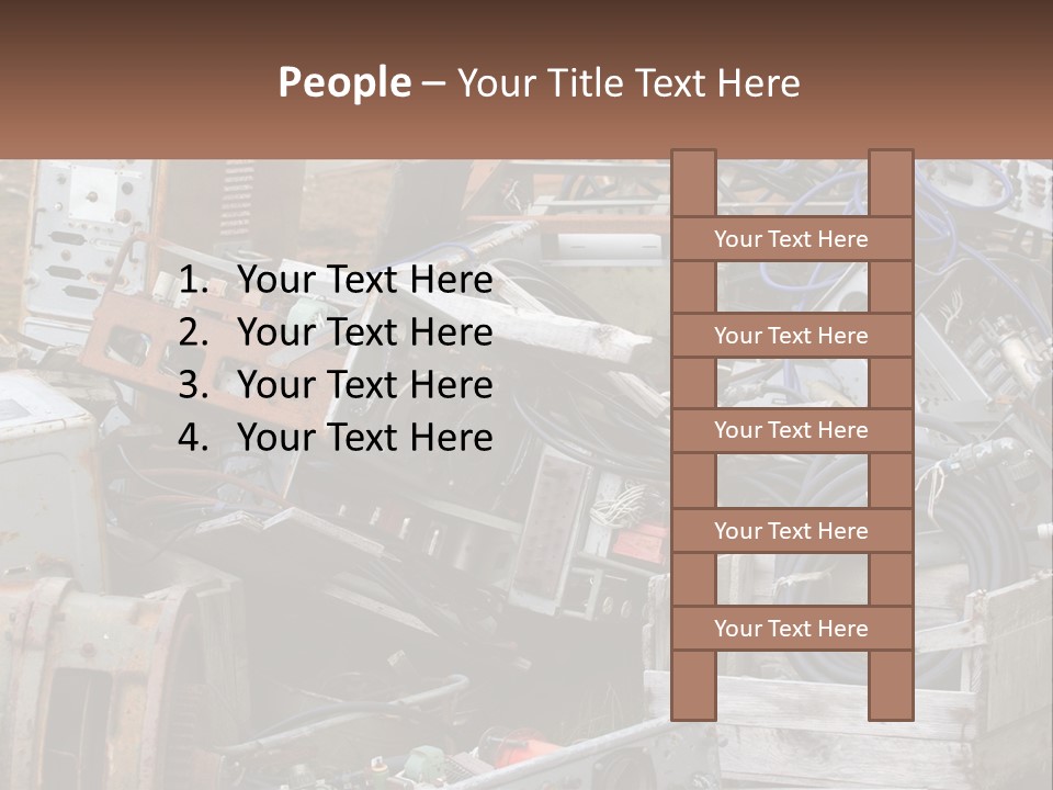 A Pile Of Old Electrical Equipment In A Yard PowerPoint Template