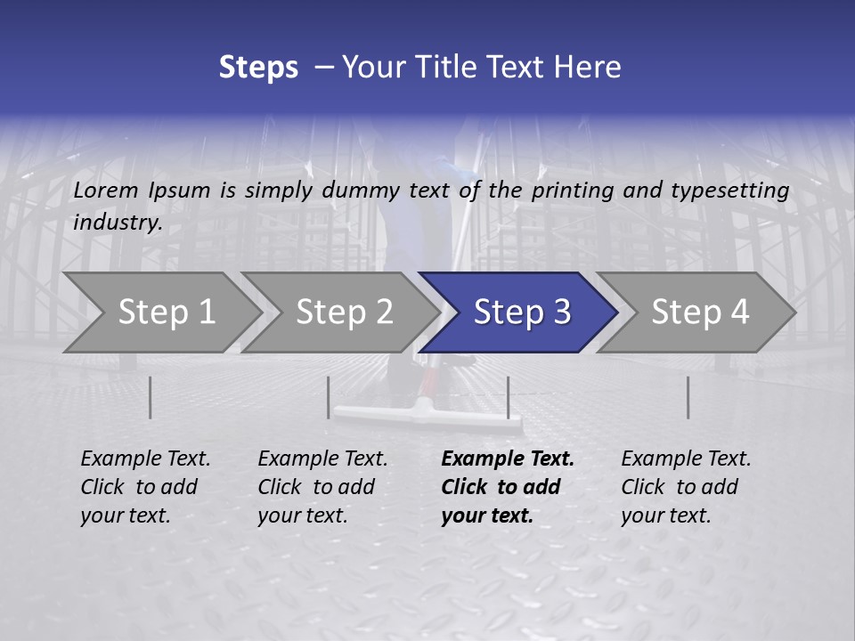 A Man In A Blue Coverall Is Cleaning The Floor With A Mop PowerPoint Template