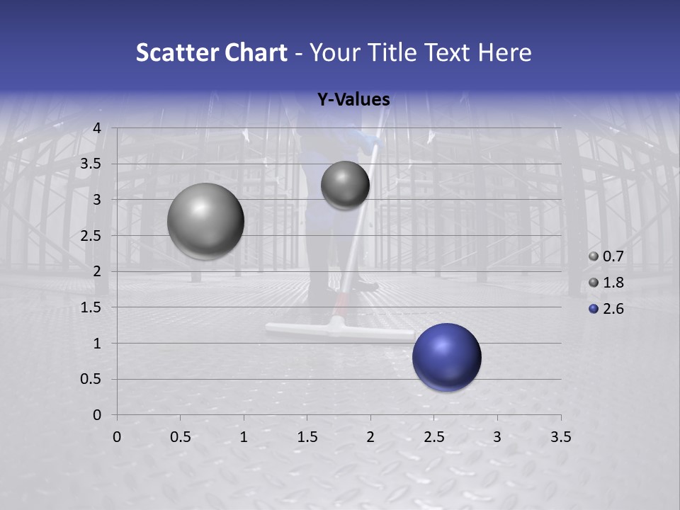A Man In A Blue Coverall Is Cleaning The Floor With A Mop PowerPoint Template