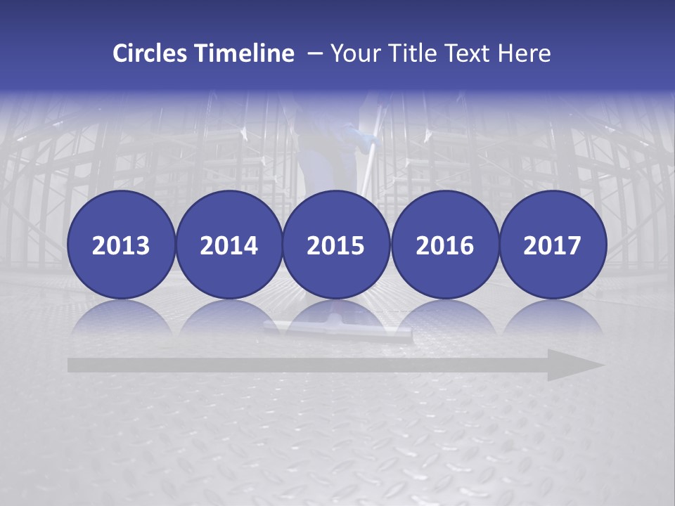 A Man In A Blue Coverall Is Cleaning The Floor With A Mop PowerPoint Template