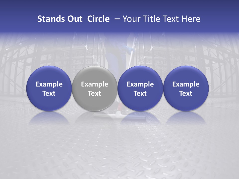 A Man In A Blue Coverall Is Cleaning The Floor With A Mop PowerPoint Template