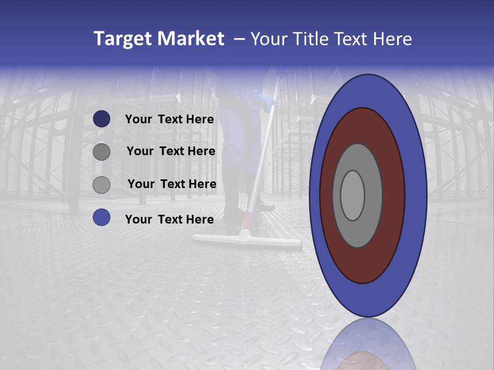 A Man In A Blue Coverall Is Cleaning The Floor With A Mop PowerPoint Template