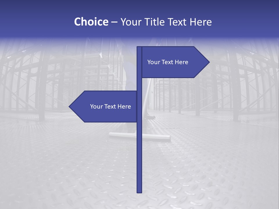 A Man In A Blue Coverall Is Cleaning The Floor With A Mop PowerPoint Template