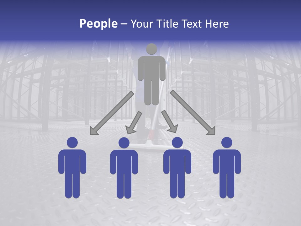 A Man In A Blue Coverall Is Cleaning The Floor With A Mop PowerPoint Template