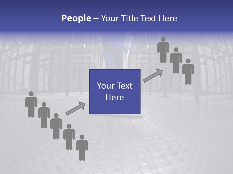 A Man In A Blue Coverall Is Cleaning The Floor With A Mop PowerPoint Template