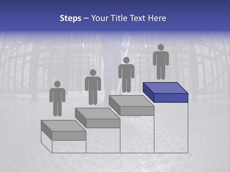 A Man In A Blue Coverall Is Cleaning The Floor With A Mop PowerPoint Template