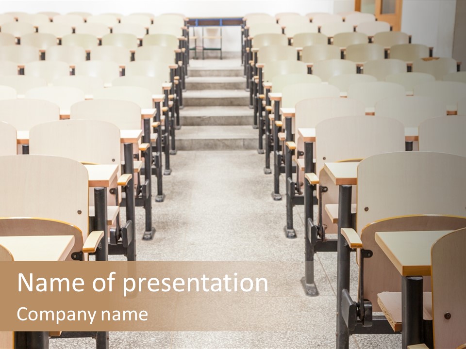 A Room Filled With Lots Of Desks And Chairs PowerPoint Template