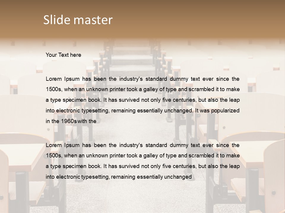 A Room Filled With Lots Of Desks And Chairs PowerPoint Template