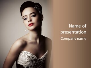 A Woman In A Dress With A Tiara On Her Head PowerPoint Template